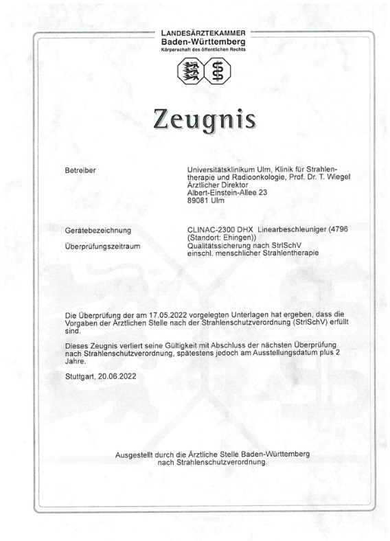 Zeugnis der Landesärztekammer