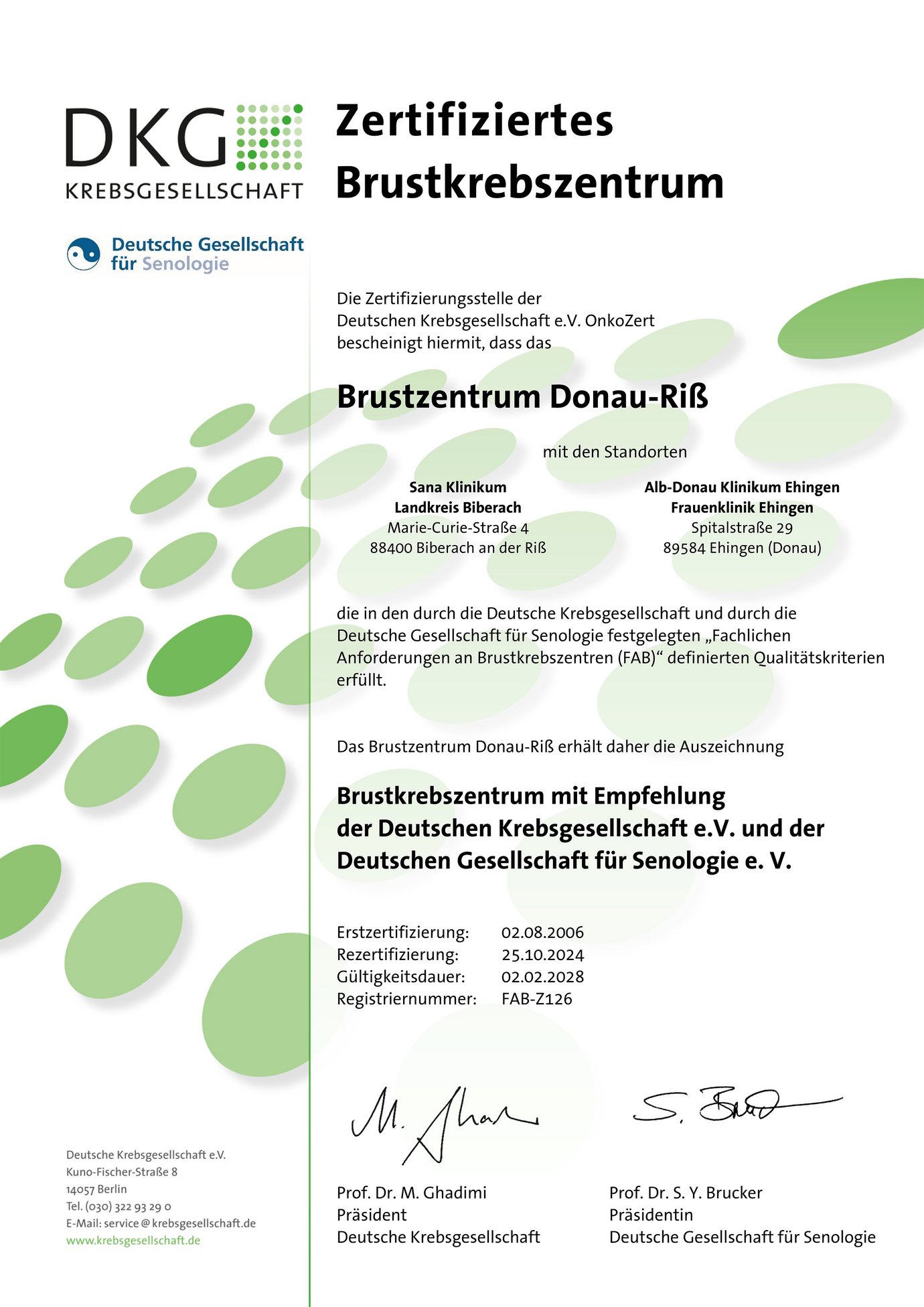 Zertifikat Brustzentrum